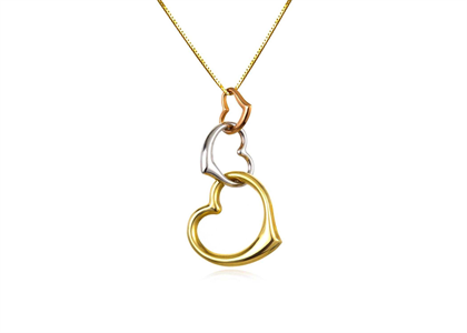 Three Tone Plated Triple Heart Pendant